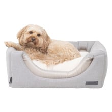 60cm Cube Linen-Look Dog Bed